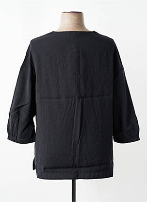 Blouse tissage popeline manches longues noir TRIANGLE femme