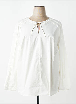 Blouse tissage popeline manches longues blanc TRIANGLE femme