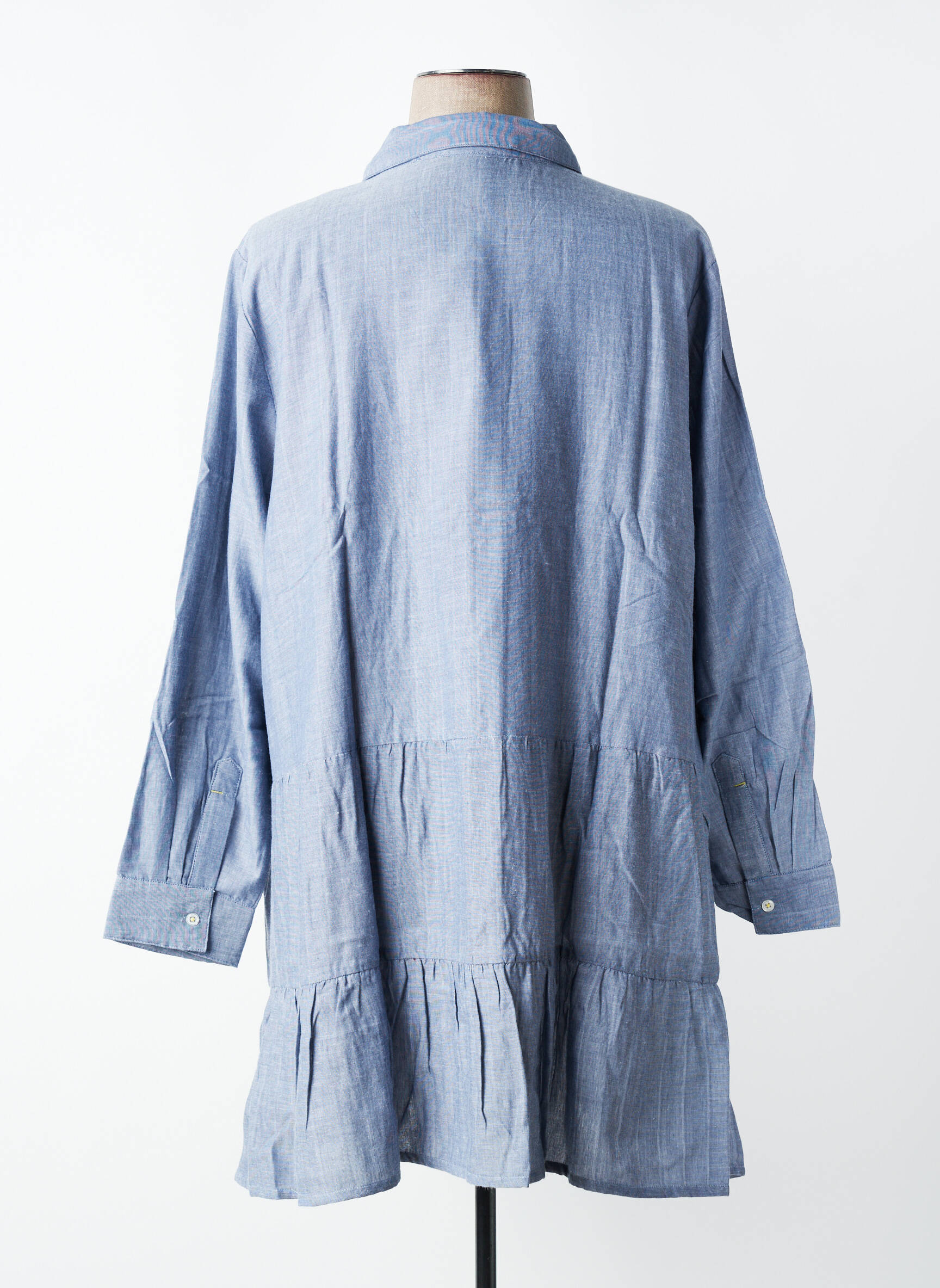 Robe mi-longue manches longues manches longues bleu SHEEGO femme