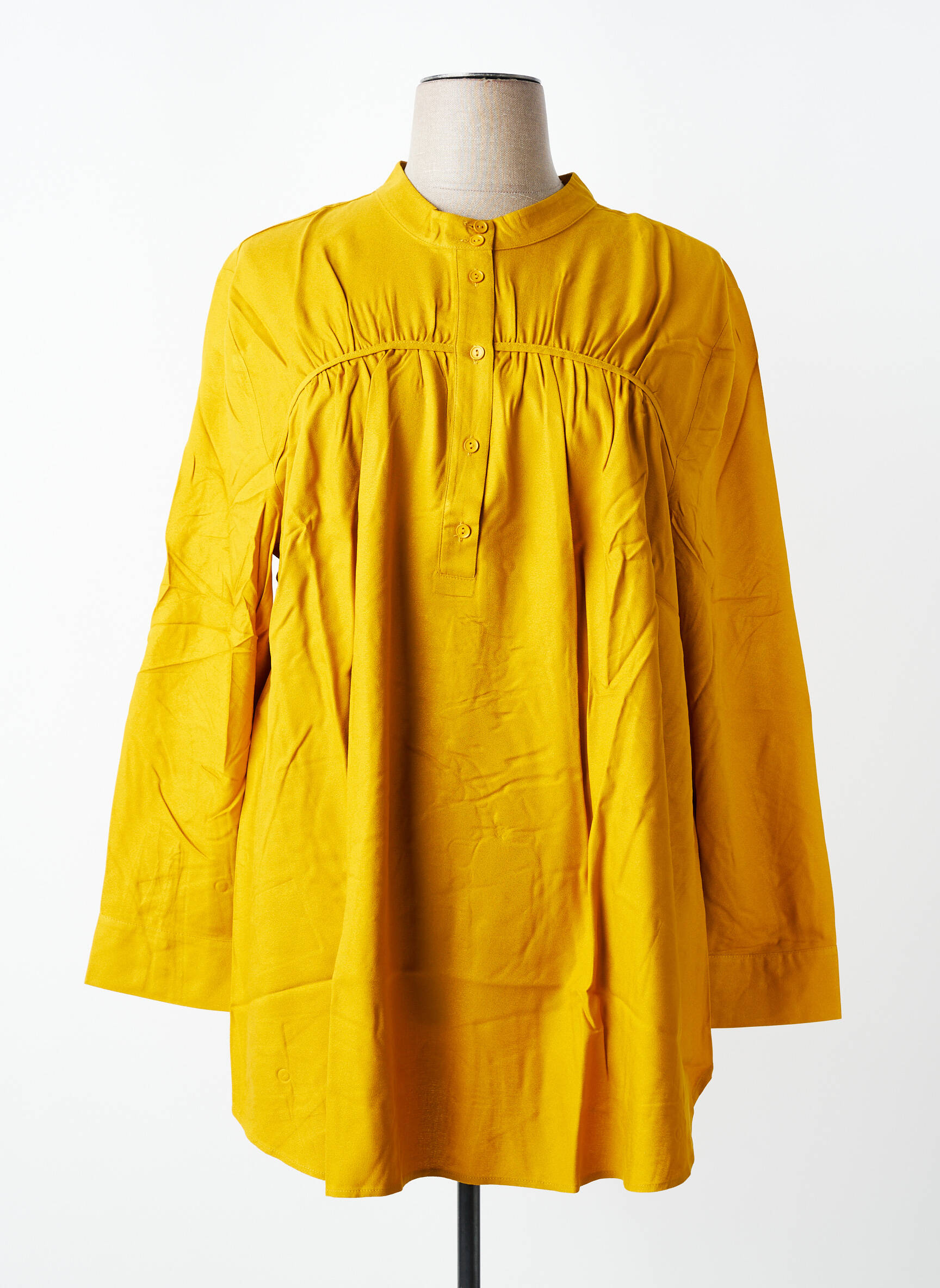 Tunique manches longues fermeture boutonnée sur le devant jaune SHEEGO femme