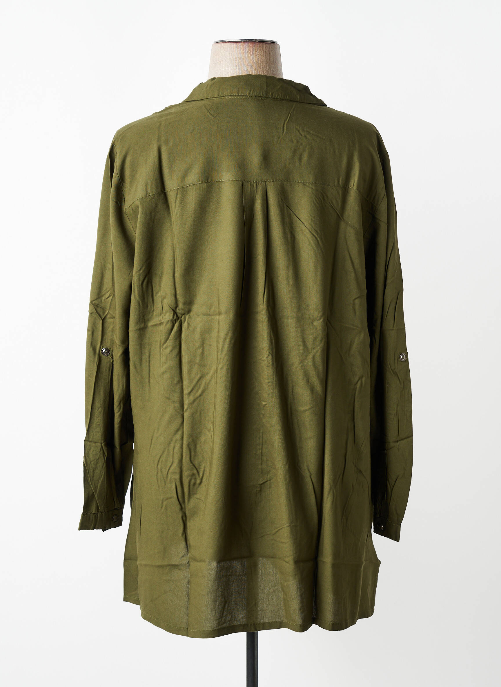 Tunique manches longues fermeture boutonnée sur le devant vert SHEEGO femme