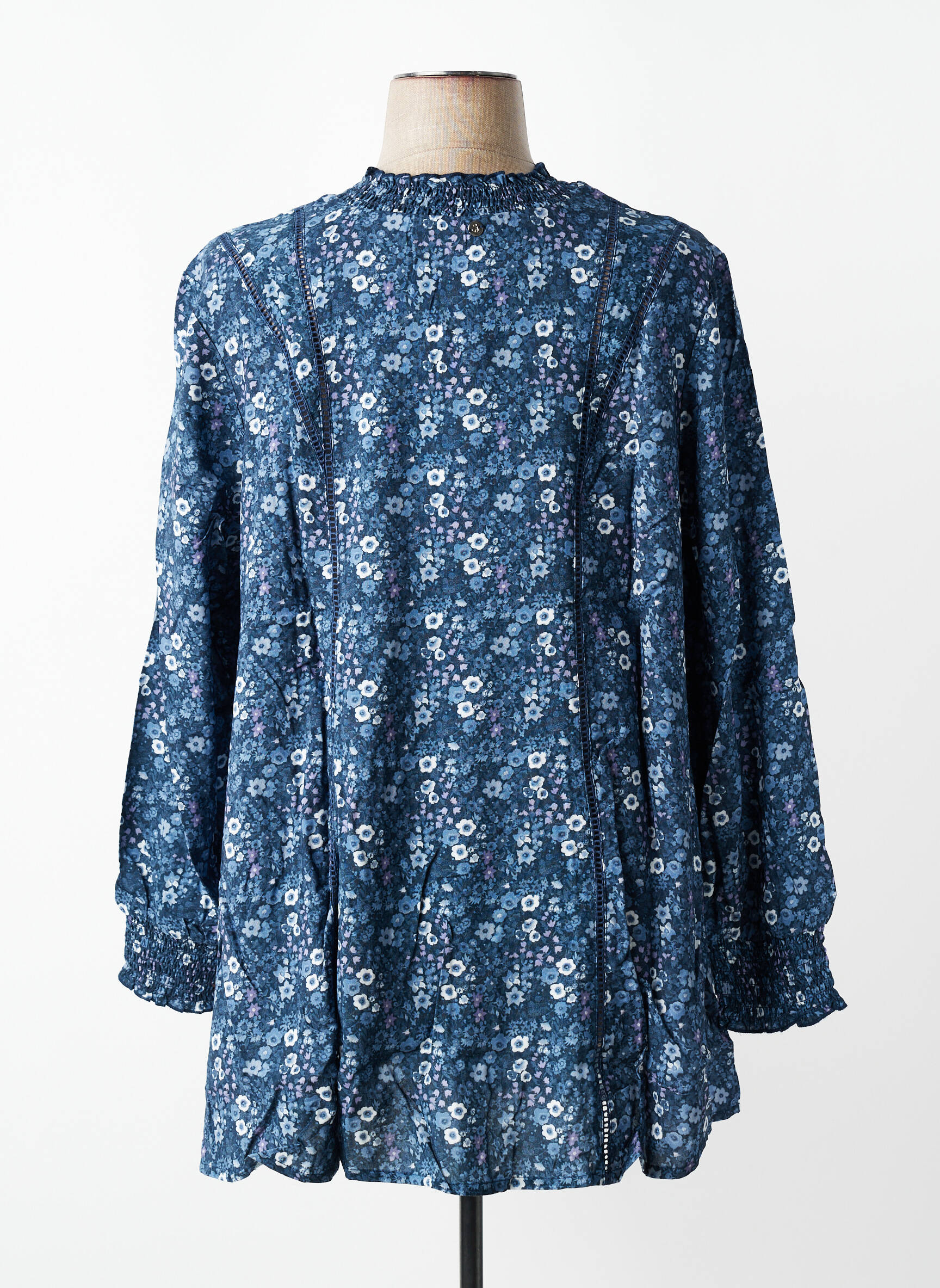 Tunique manches longues fermeture boutonnée sur le devant bleu SHEEGO femme
