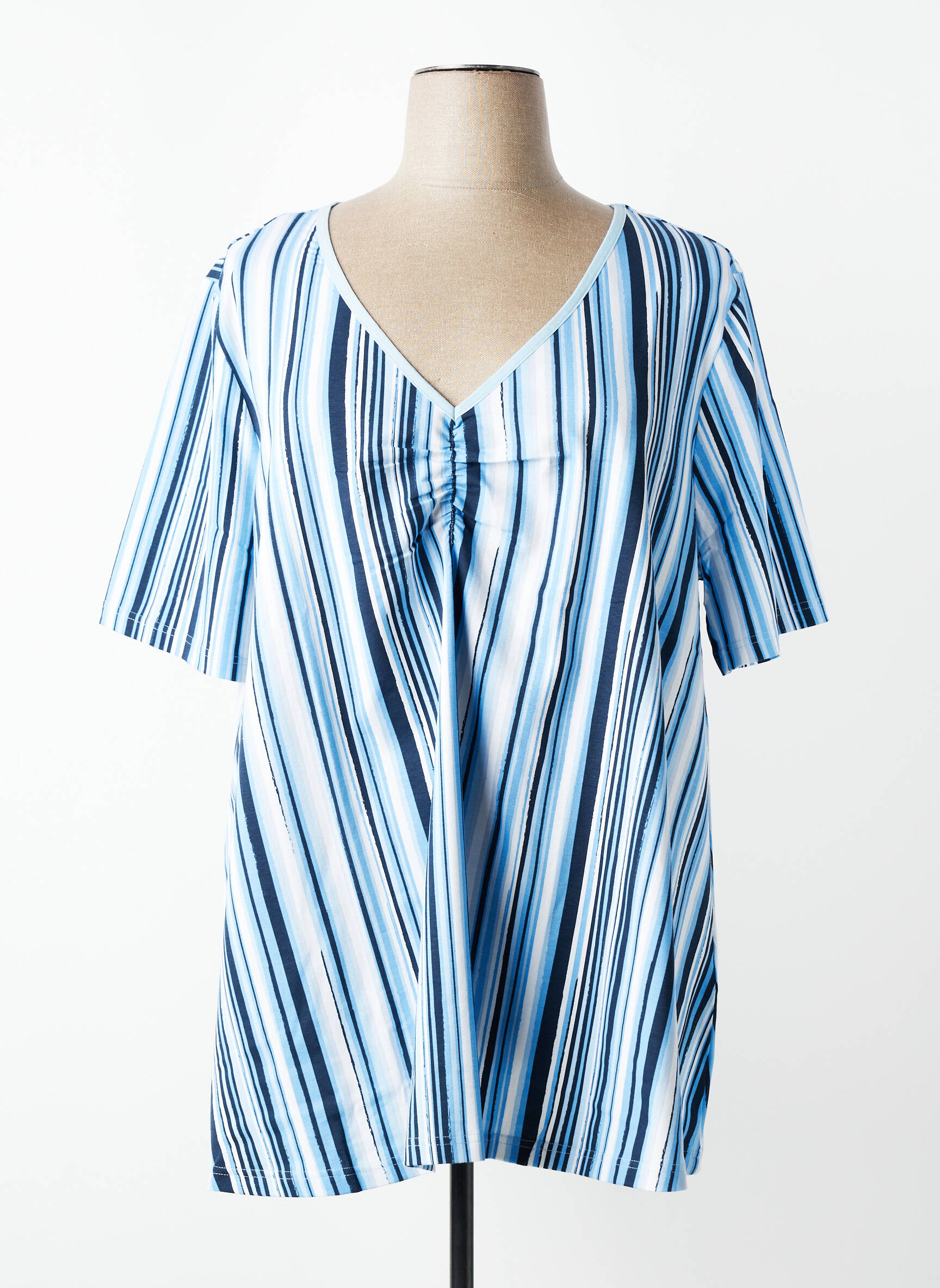 Top stretch manches courtes bleu SHEEGO femme