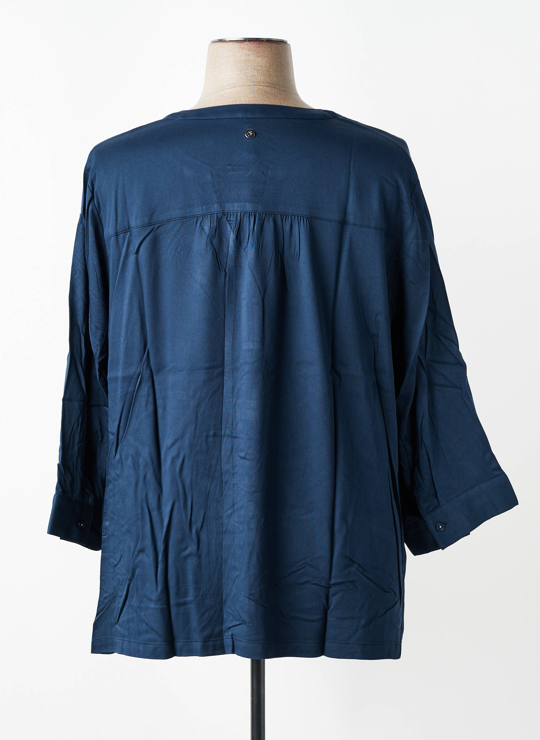 Top coupe fluide manches 3/4 bleu SHEEGO femme