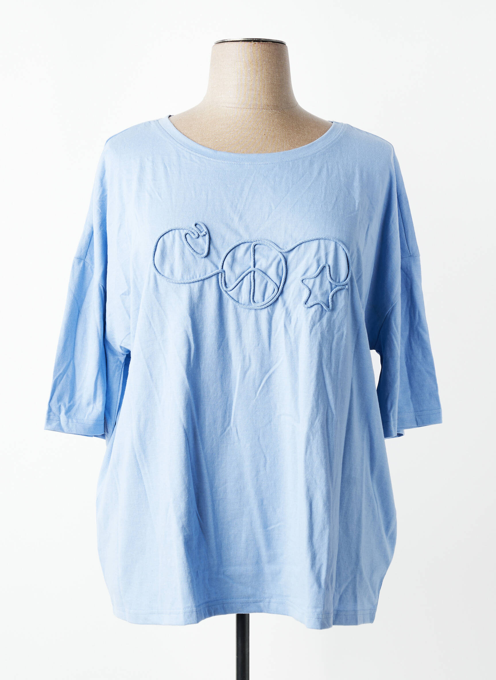 T-shirt manches 3/4 manches 3/4 bleu SHEEGO femme