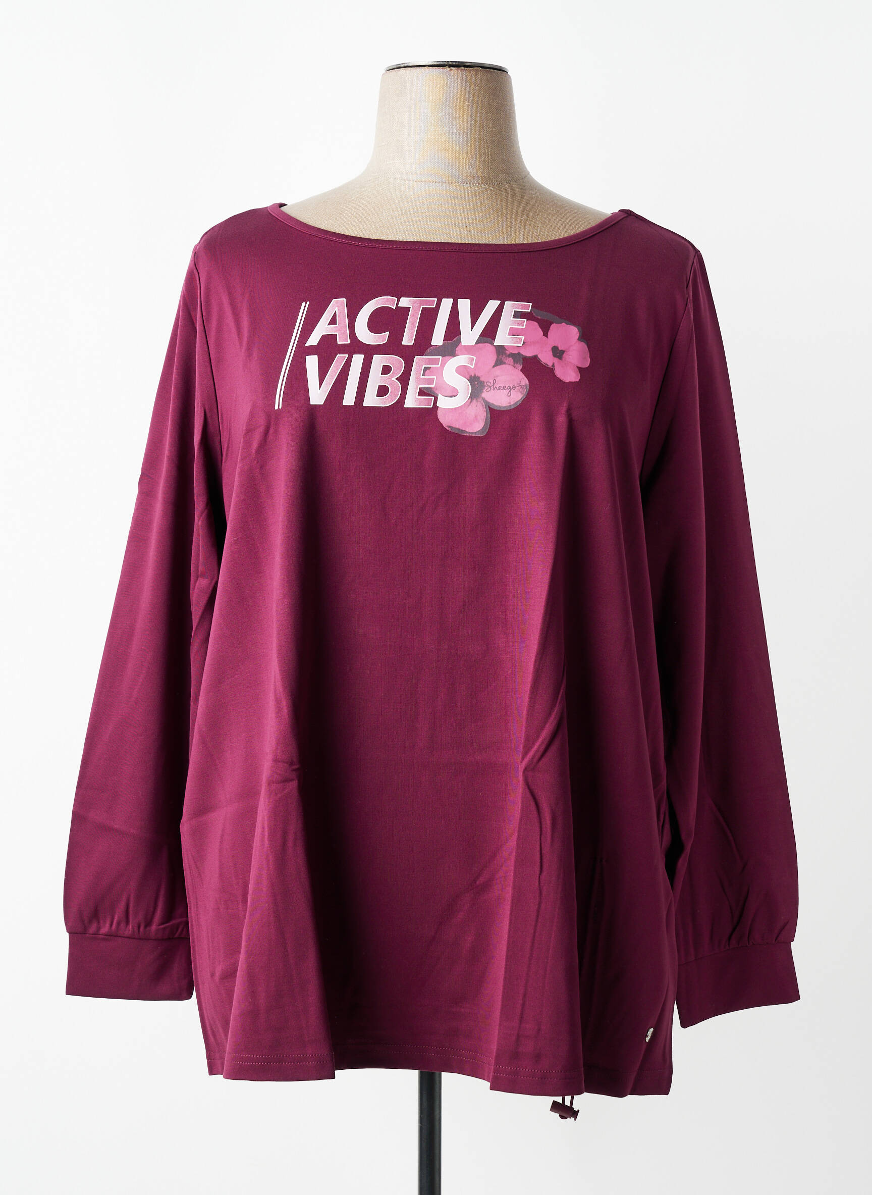 T-shirt sérigraphie floquée manches longues violet SHEEGO femme