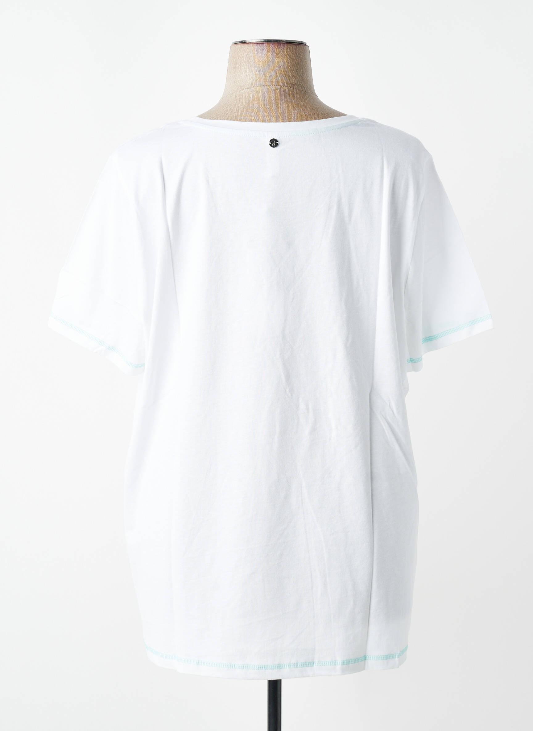 T-shirt sérigraphie floquée manches courtes blanc SHEEGO femme