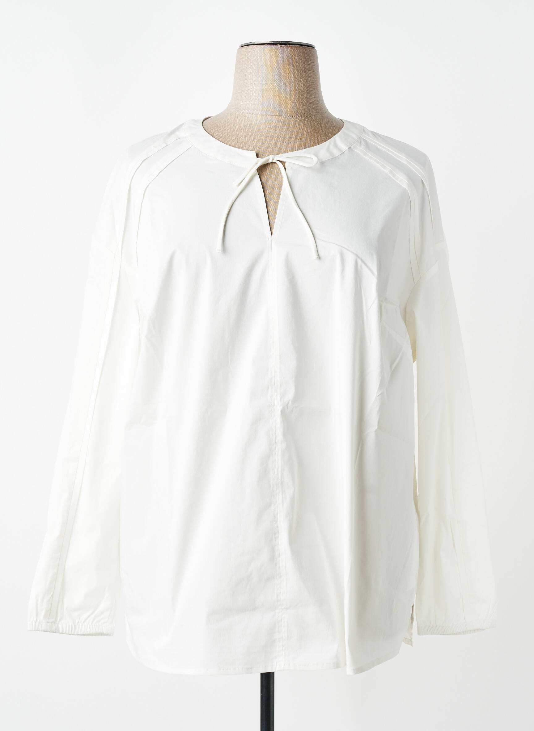 Blouse tissage popeline manches longues blanc TRIANGLE femme