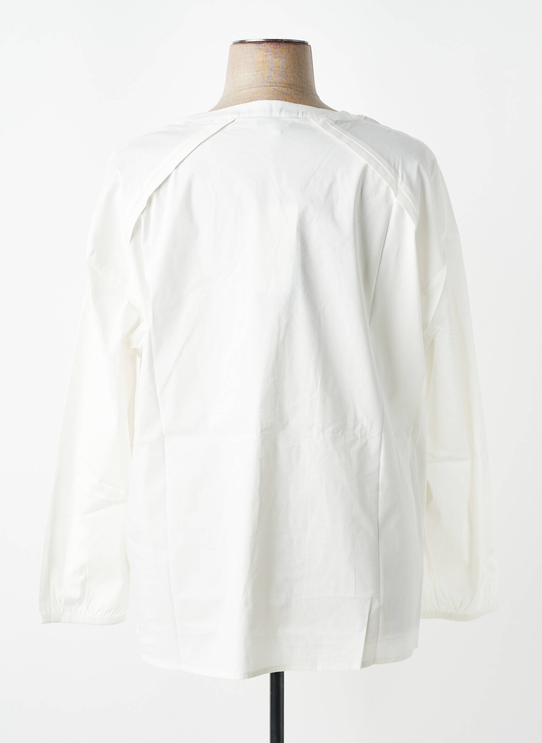 Blouse tissage popeline manches longues blanc TRIANGLE femme