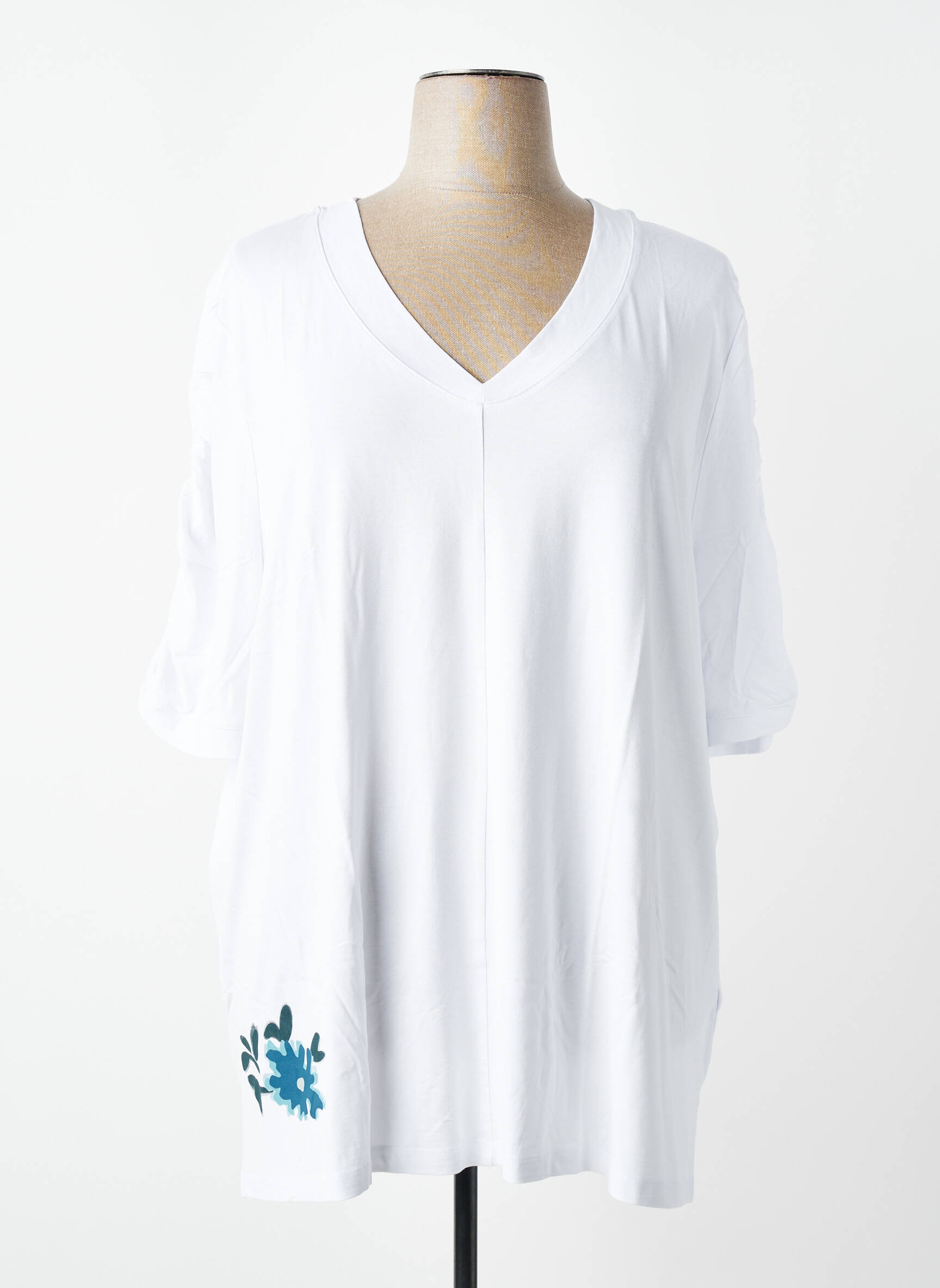 T-shirt coupe droite manches courtes blanc SHEEGO femme
