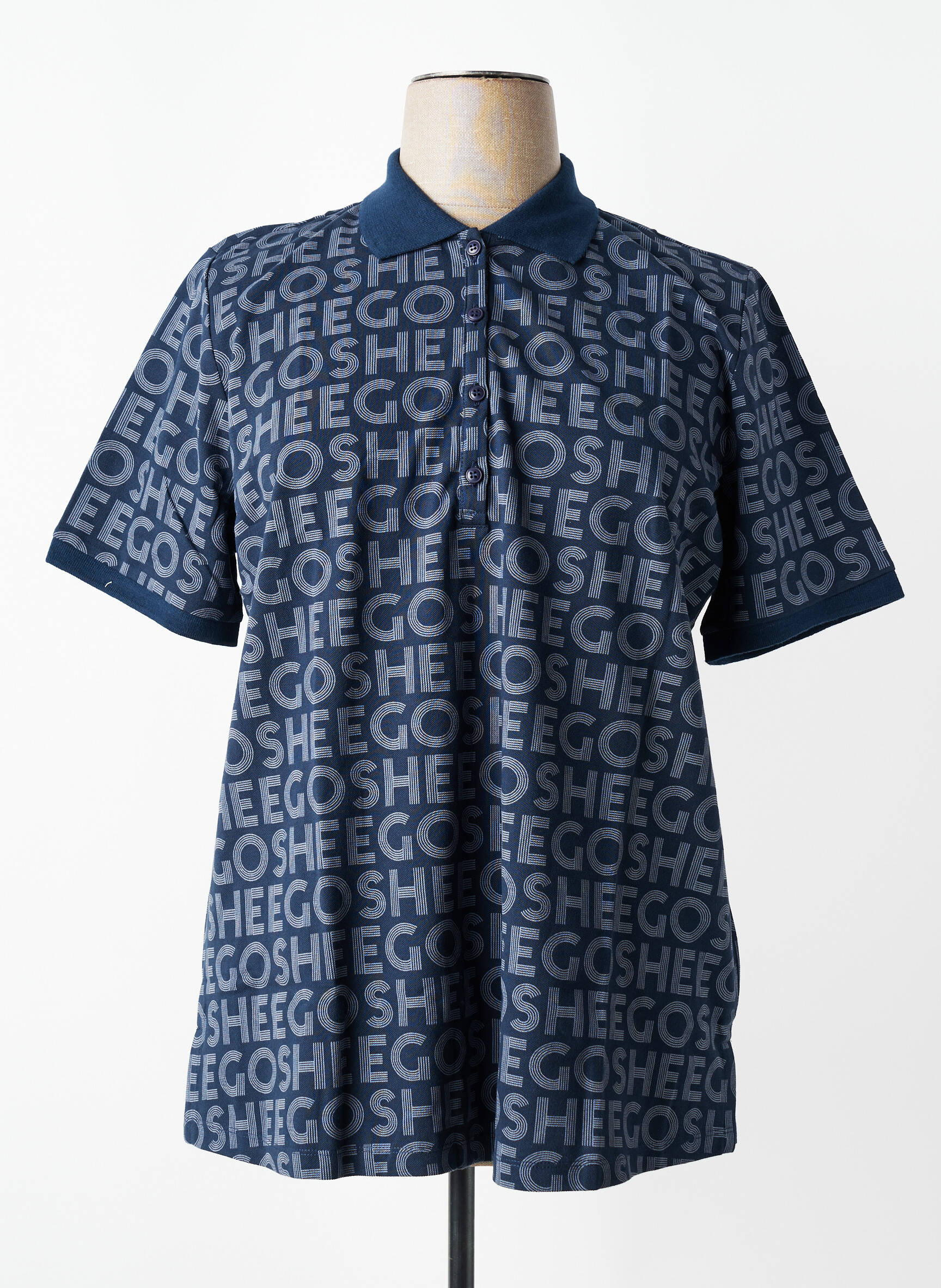 Polo coupe droite manches courtes bleu SHEEGO femme