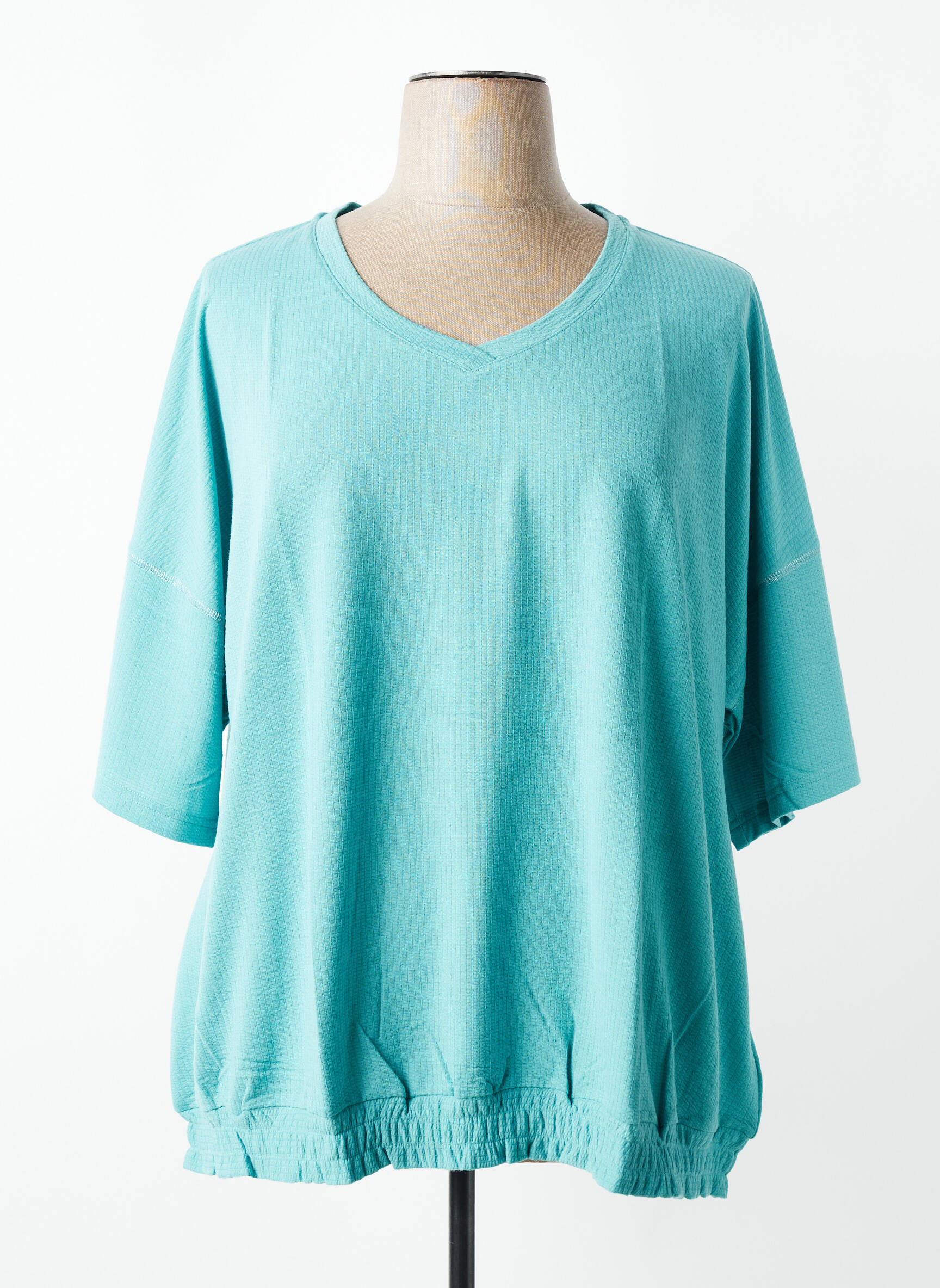 Top stretch manches courtes bleu SHEEGO femme