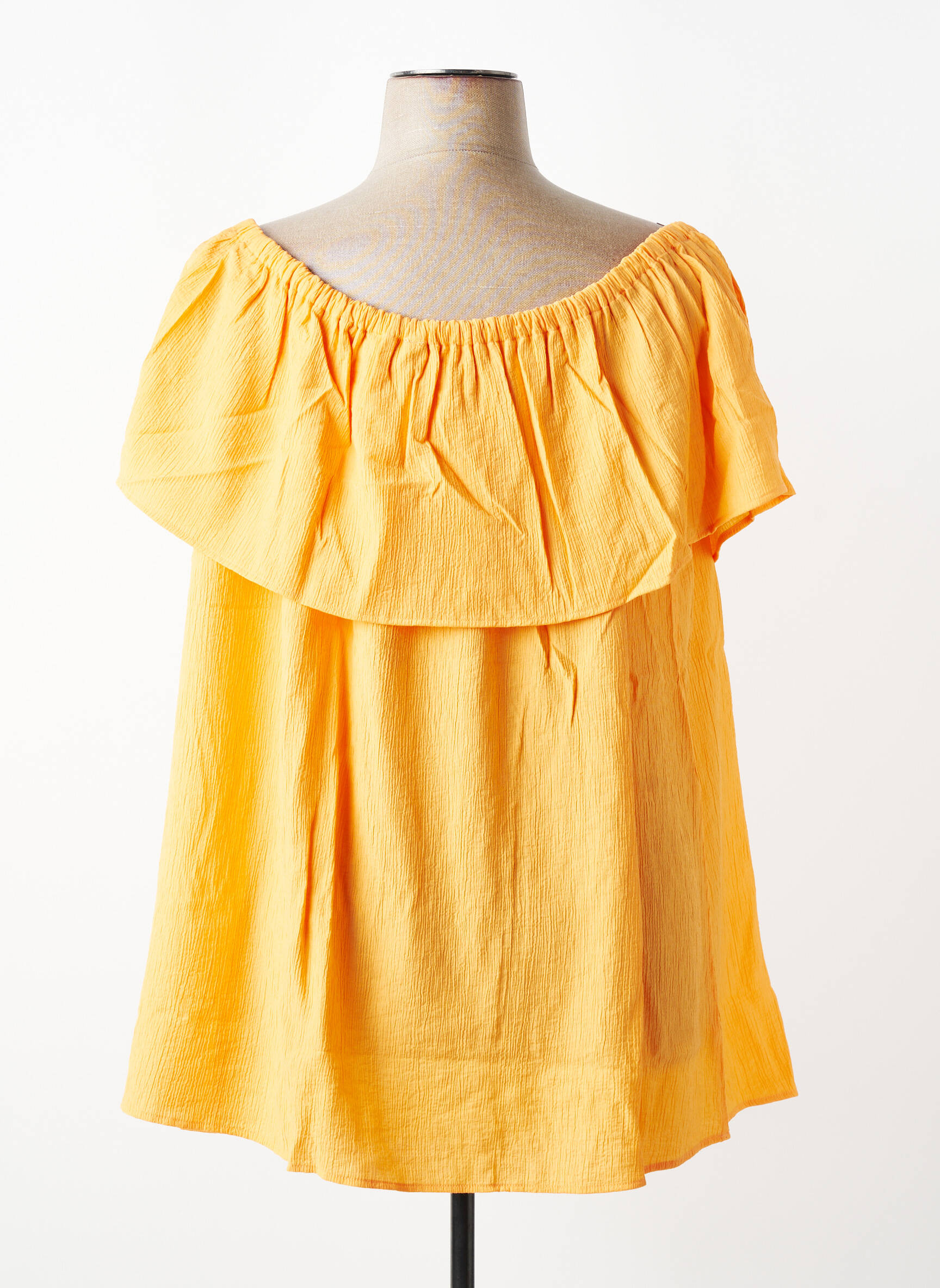 Top coupe fluide sans manche orange TRIANGLE femme