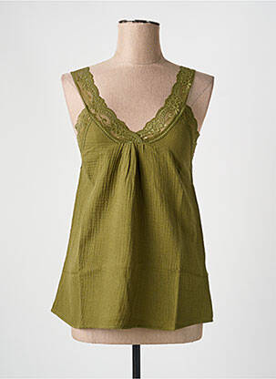 Top coupe cintrée sans manche vert HEINE femme