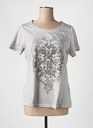 T-shirt sérigraphie avec strass manches courtes gris HEINE femme