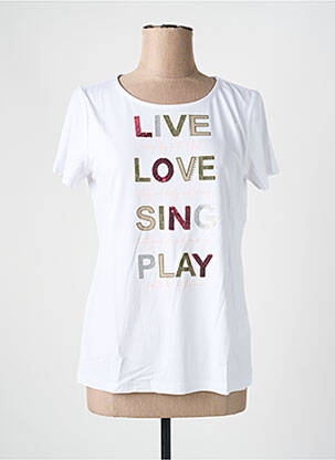 T-shirt sérigraphie avec strass manches courtes blanc HEINE femme