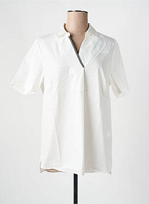 Blouse tissage popeline manches courtes blanc SHEEGO femme