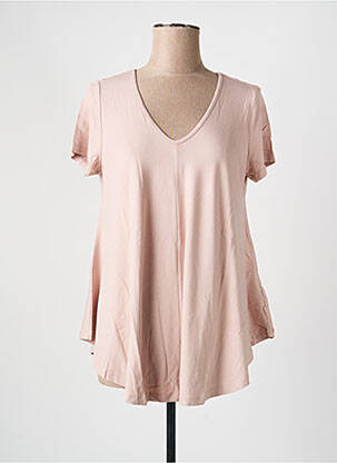 T-shirt col v manches courtes rose LINEA TESINI femme