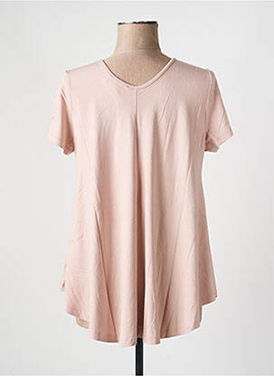 T-shirt col v manches courtes rose LINEA TESINI femme