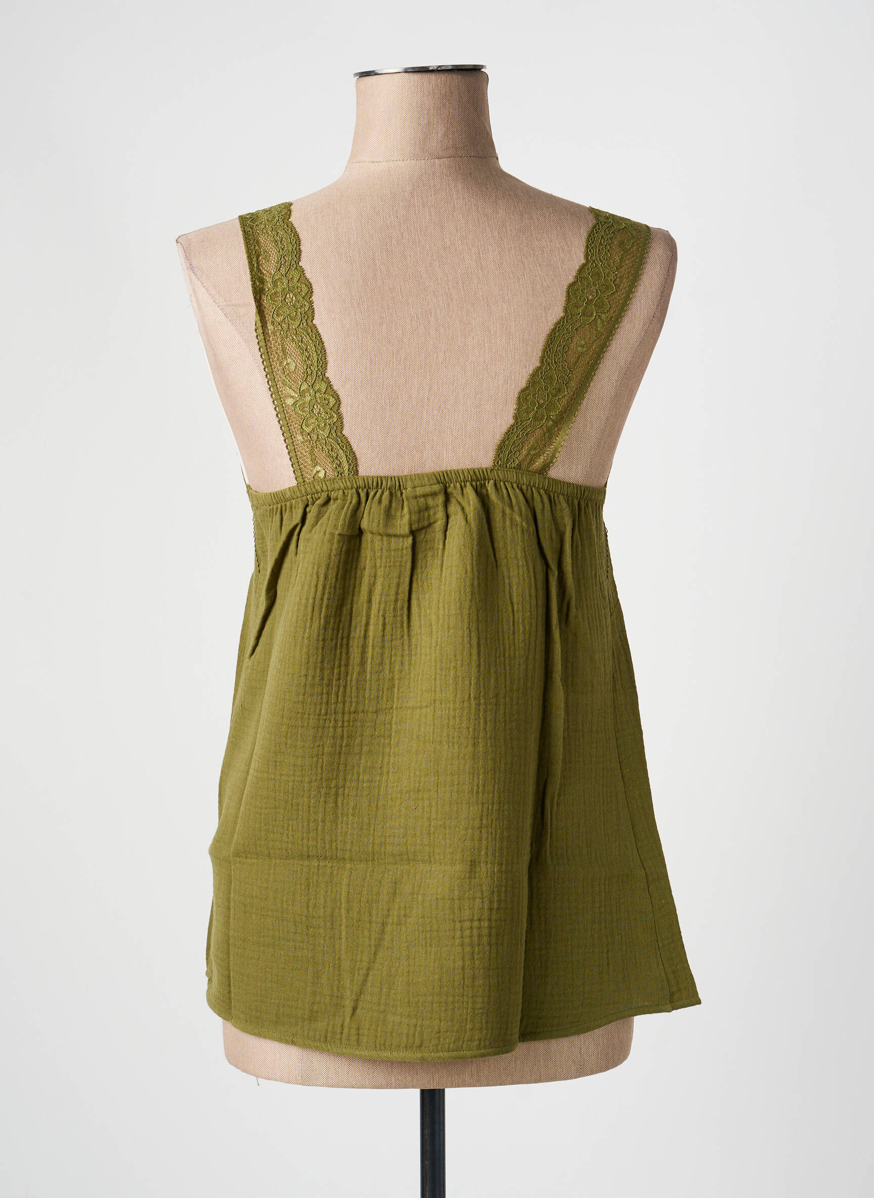Top coupe cintrée sans manche vert HEINE femme