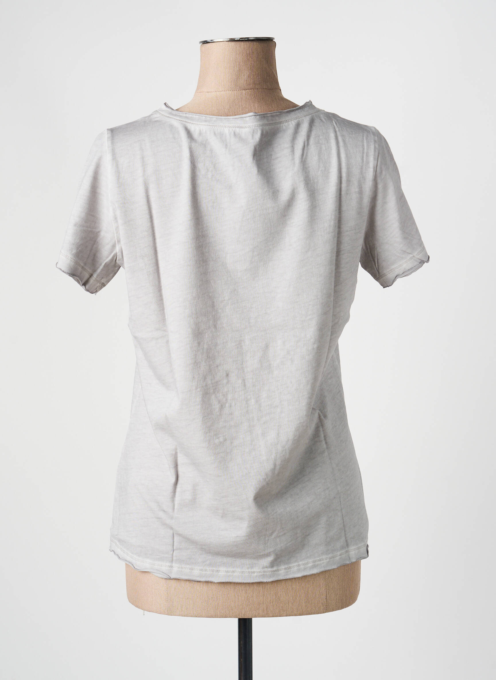 T-shirt sérigraphie avec strass manches courtes gris HEINE femme