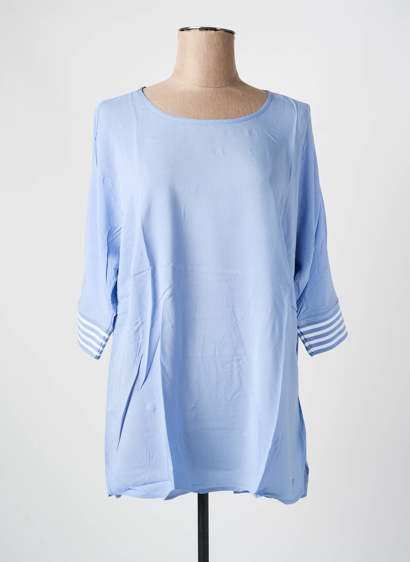 Tunique manches longues légère et transparente bleu SHEEGO femme