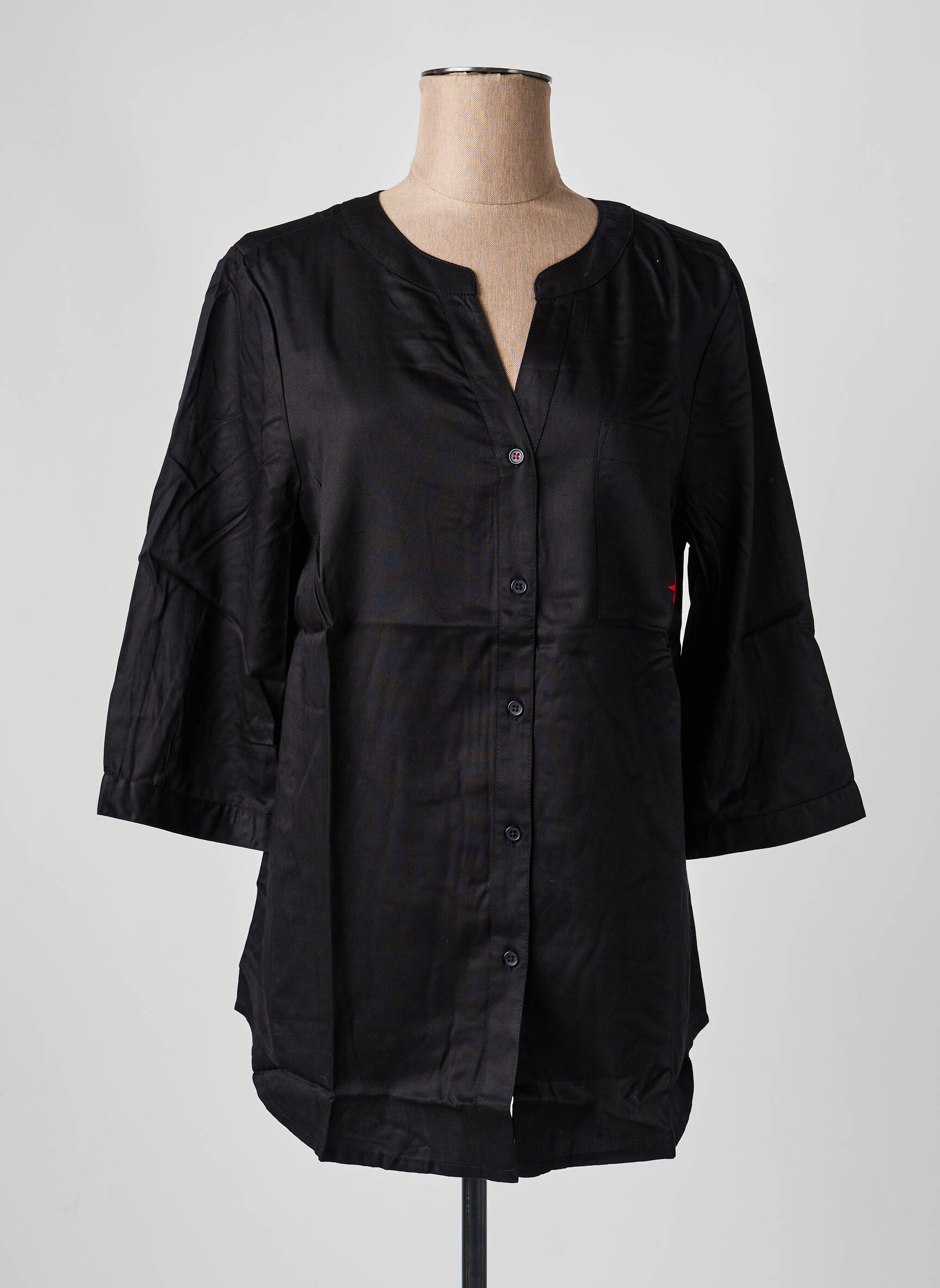 Tunique manches longues fermeture boutonnée sur le devant noir SHEEGO femme