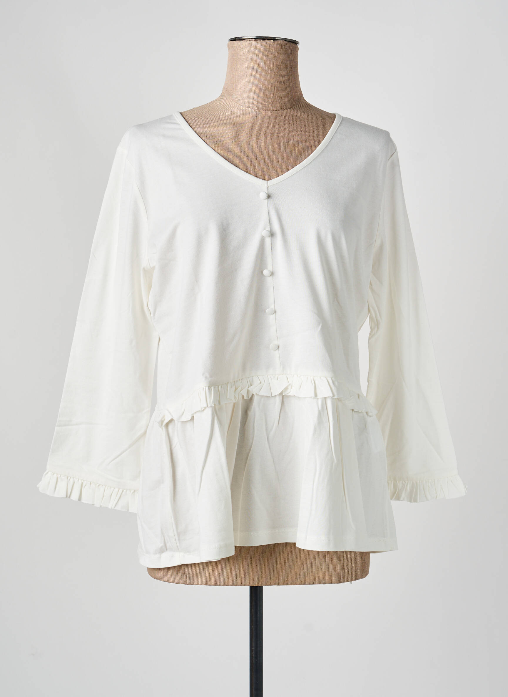 Tunique manches longues col v beige LINEA TESINI femme
