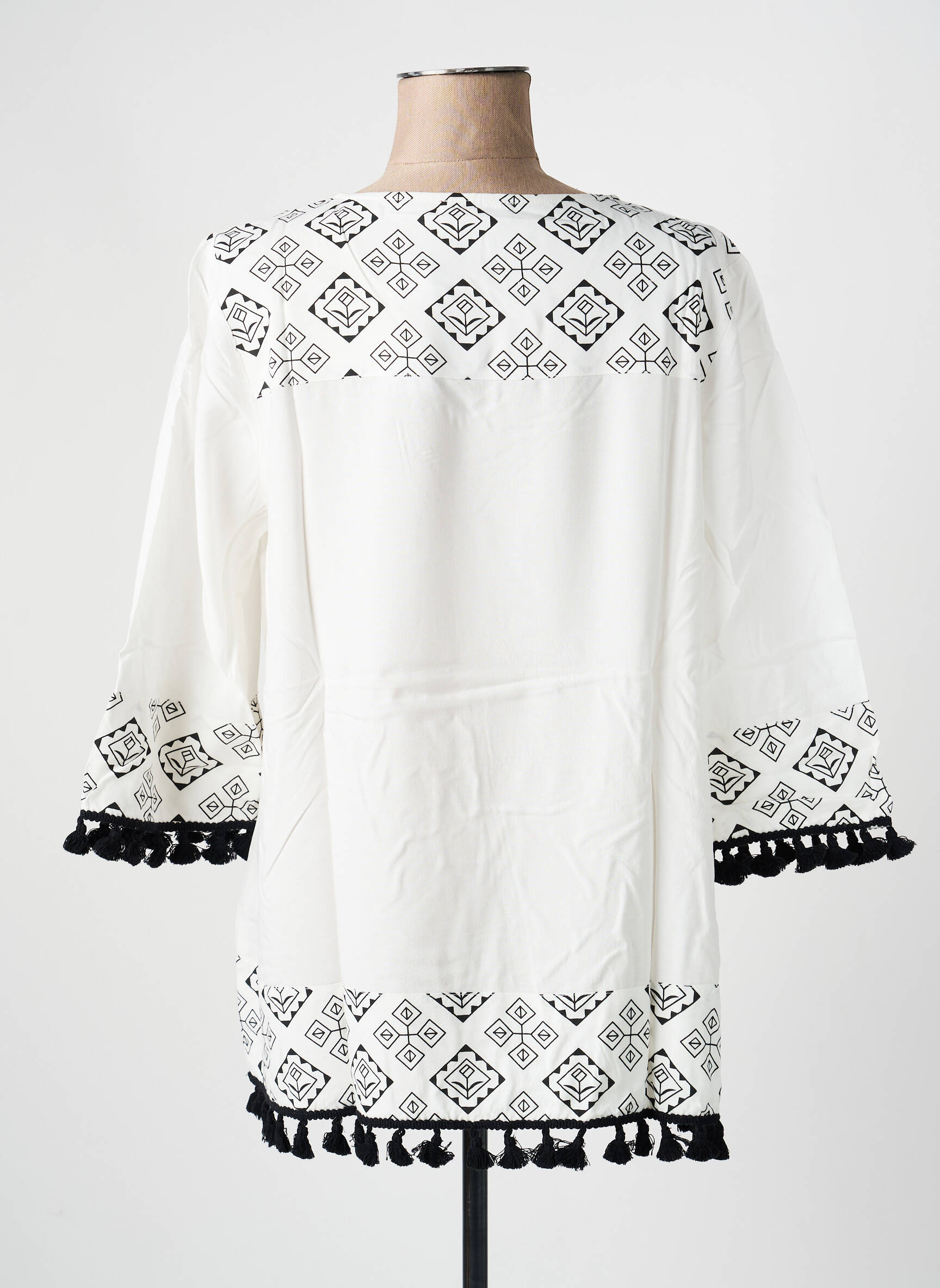 Tunique manches longues col v blanc SHEEGO femme