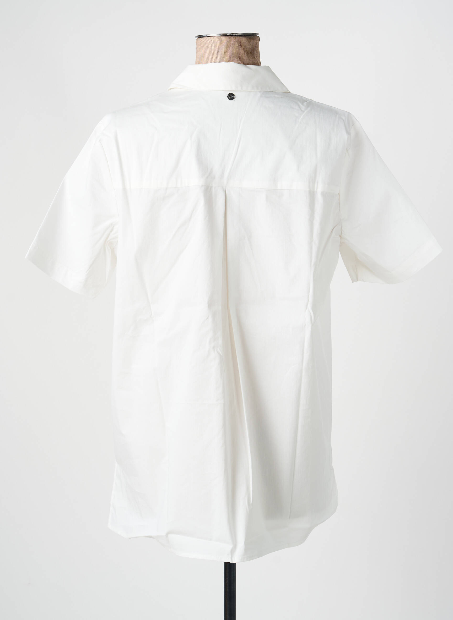 Blouse tissage popeline manches courtes blanc SHEEGO femme