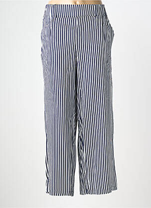 Pantalon droit tissage popeline taille haute bleu SHEEGO femme