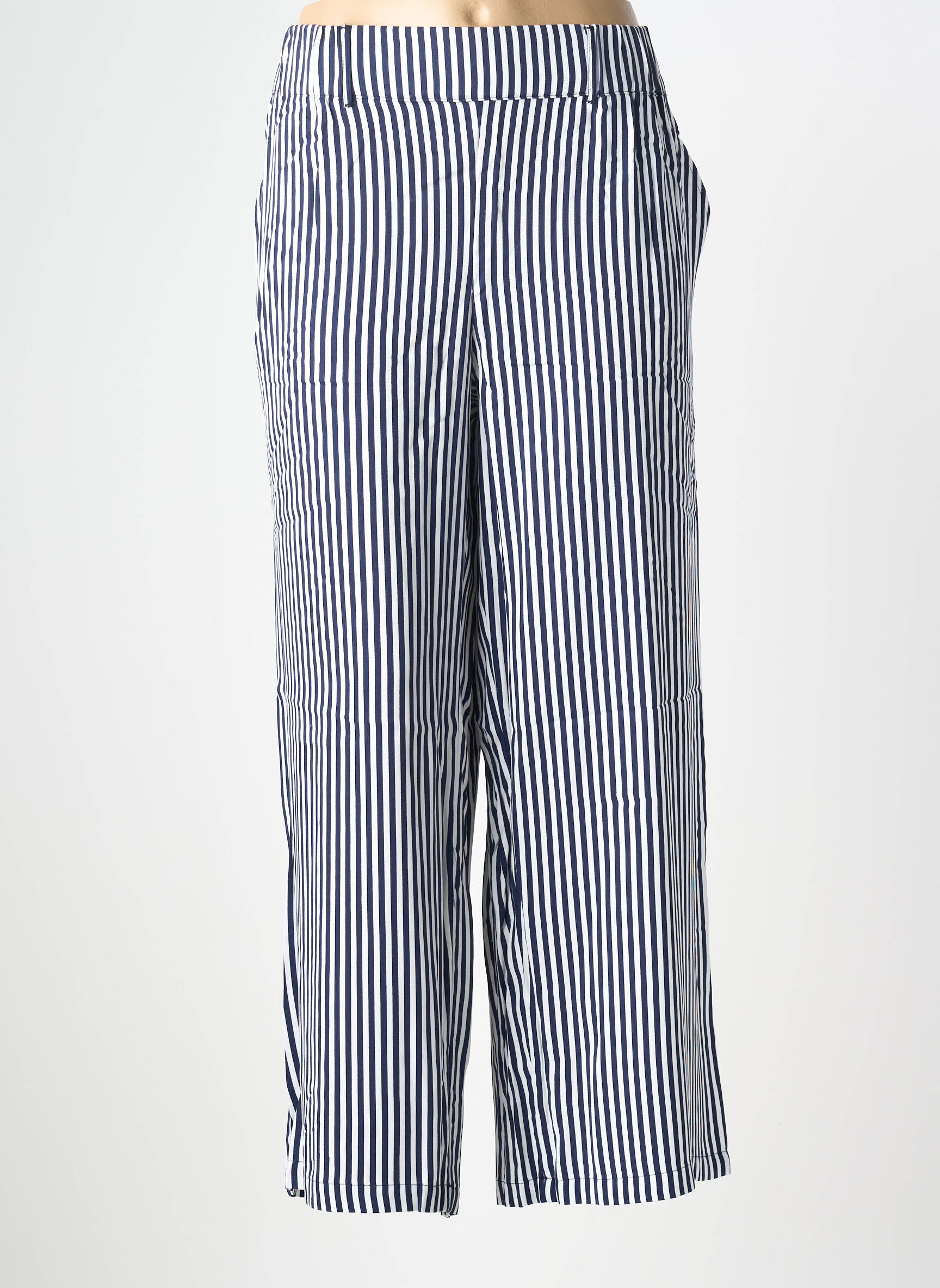 Pantalon droit tissage popeline taille haute bleu SHEEGO femme