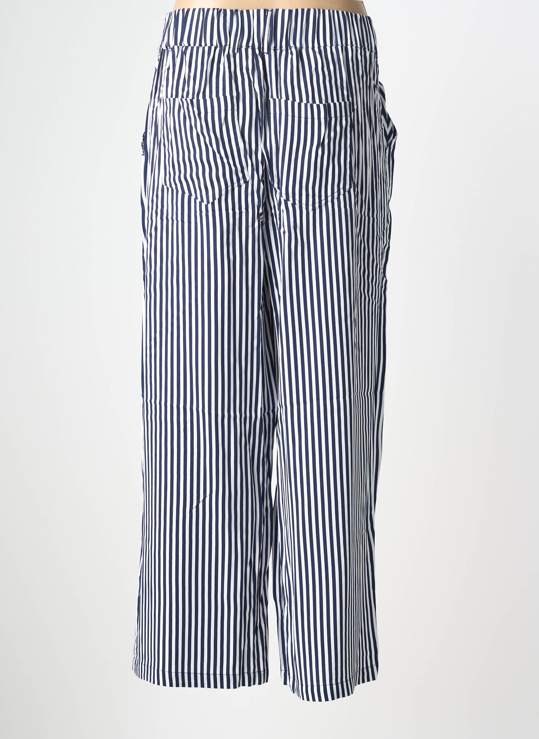 Pantalon droit tissage popeline taille haute bleu SHEEGO femme