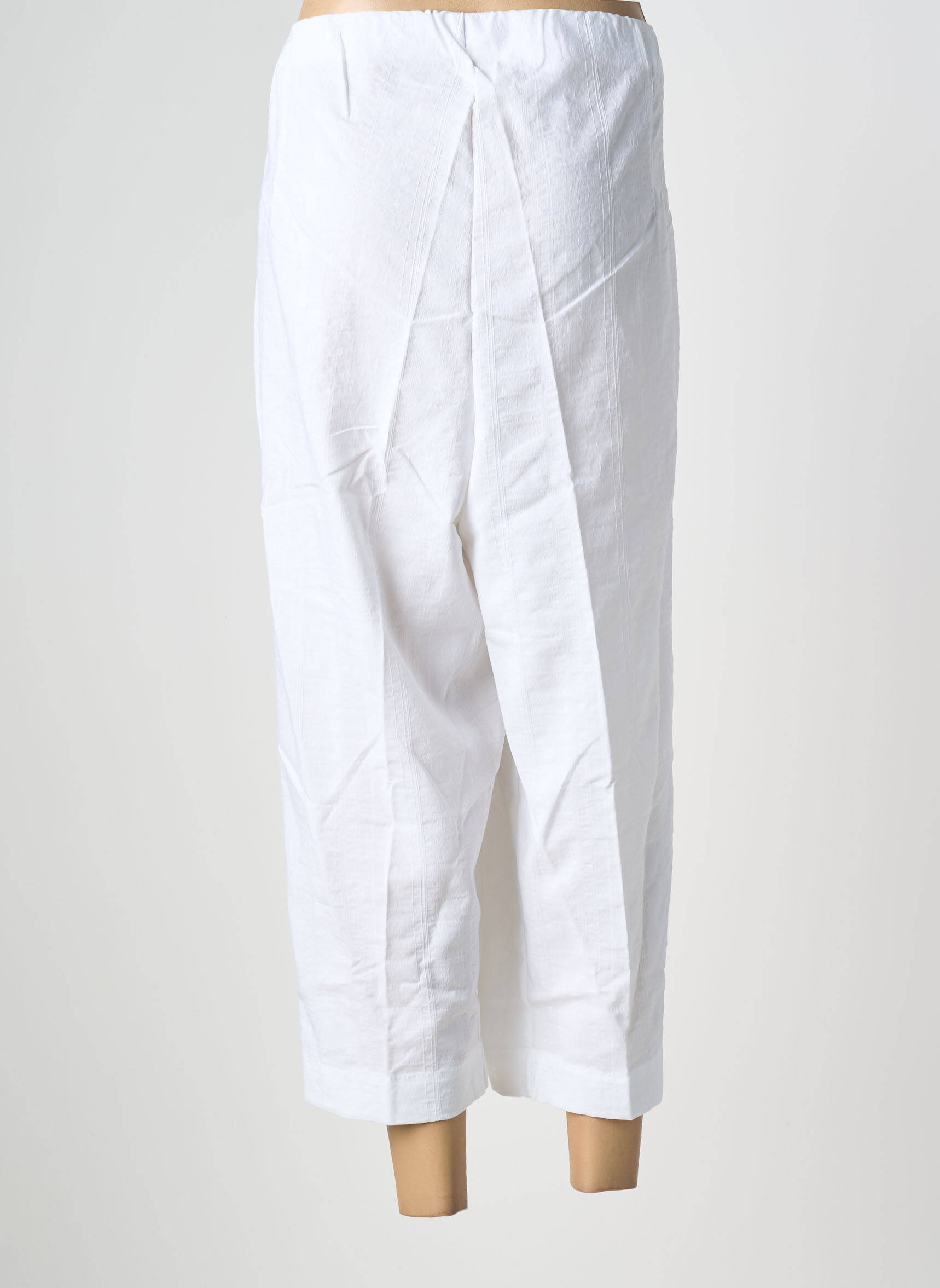 Pantacourt taille haute taille haute blanc KJBRAND femme