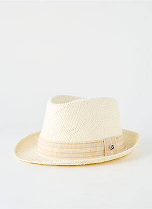 Chapeau imprimé rayures beige HERMAN homme