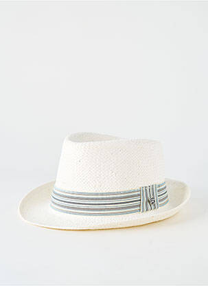 Chapeau imprimé rayures blanc HERMAN homme