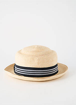 Chapeau imprimé rayures beige HERMAN homme