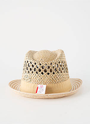 Chapeau imprimé rayures beige HERMAN homme