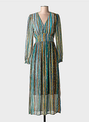 Robe longue manches longues manches longues bleu IKOONE&BIANKA femme