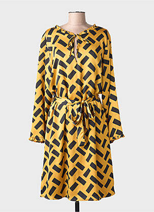 Robe mi-longue coupe fluide manches longues jaune NOOGAT femme