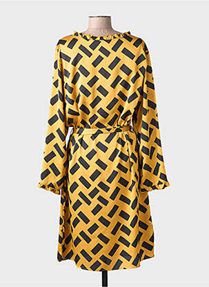 Robe mi-longue coupe fluide manches longues jaune NOOGAT femme