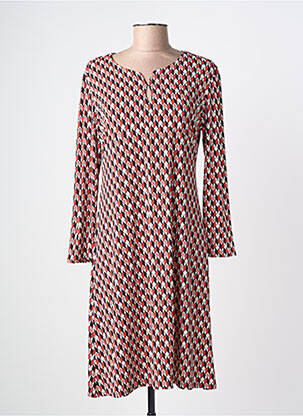 Robe mi-longue coupe fluide manches longues rouge GEVANA femme