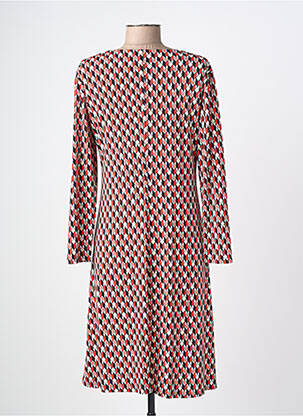 Robe mi-longue coupe fluide manches longues rouge GEVANA femme