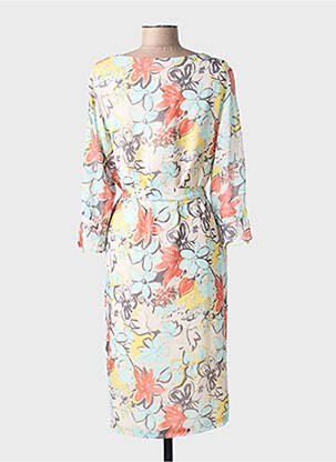 Robe mi-longue imprimé fantaisie manches longues bleu REVER MILE femme