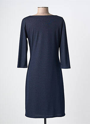 Robe mi-longue imprimé fantaisie manches longues bleu GEVANA femme