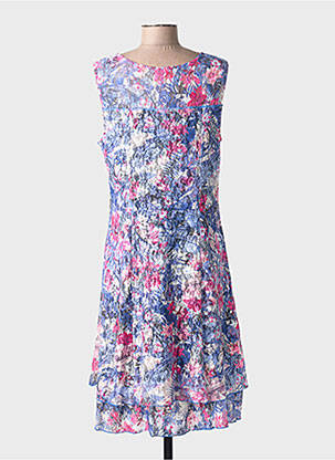 Robe mi-longue imprimé fleurs sans manche bleu DIANE LAURY femme