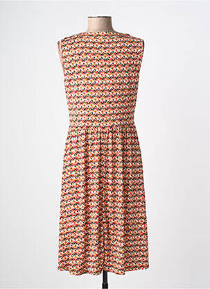 Robe mi-longue imprimé fantaisie sans manche orange DIANE LAURY femme