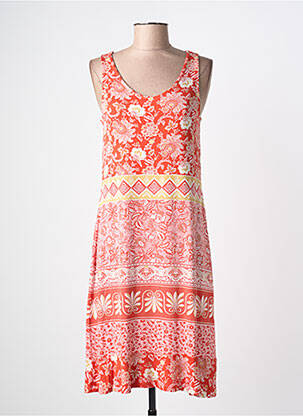 Robe mi-longue coupe fluide sans manche rouge MASSANA femme