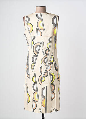 Robe mi-longue imprimé fantaisie sans manche beige JEAN DELFIN femme