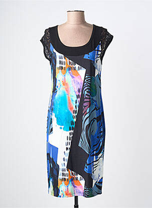 Robe mi-longue imprimé fantaisie sans manche bleu TELMAIL femme